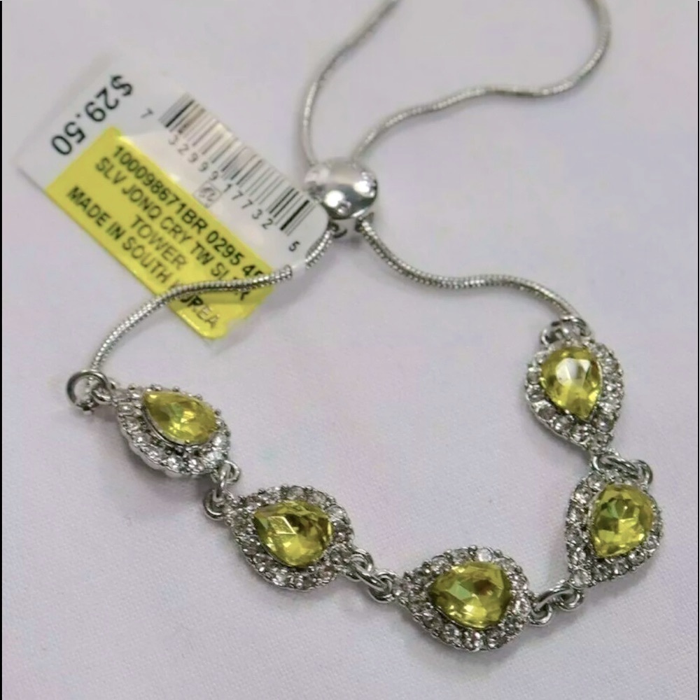 Charter Club Silver Tone Crystal Adjustable Bracelet